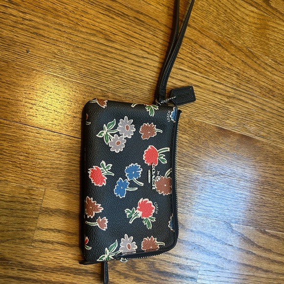 Coach Black Wristlet with Colorful Floral Design - Picture 2 of 7